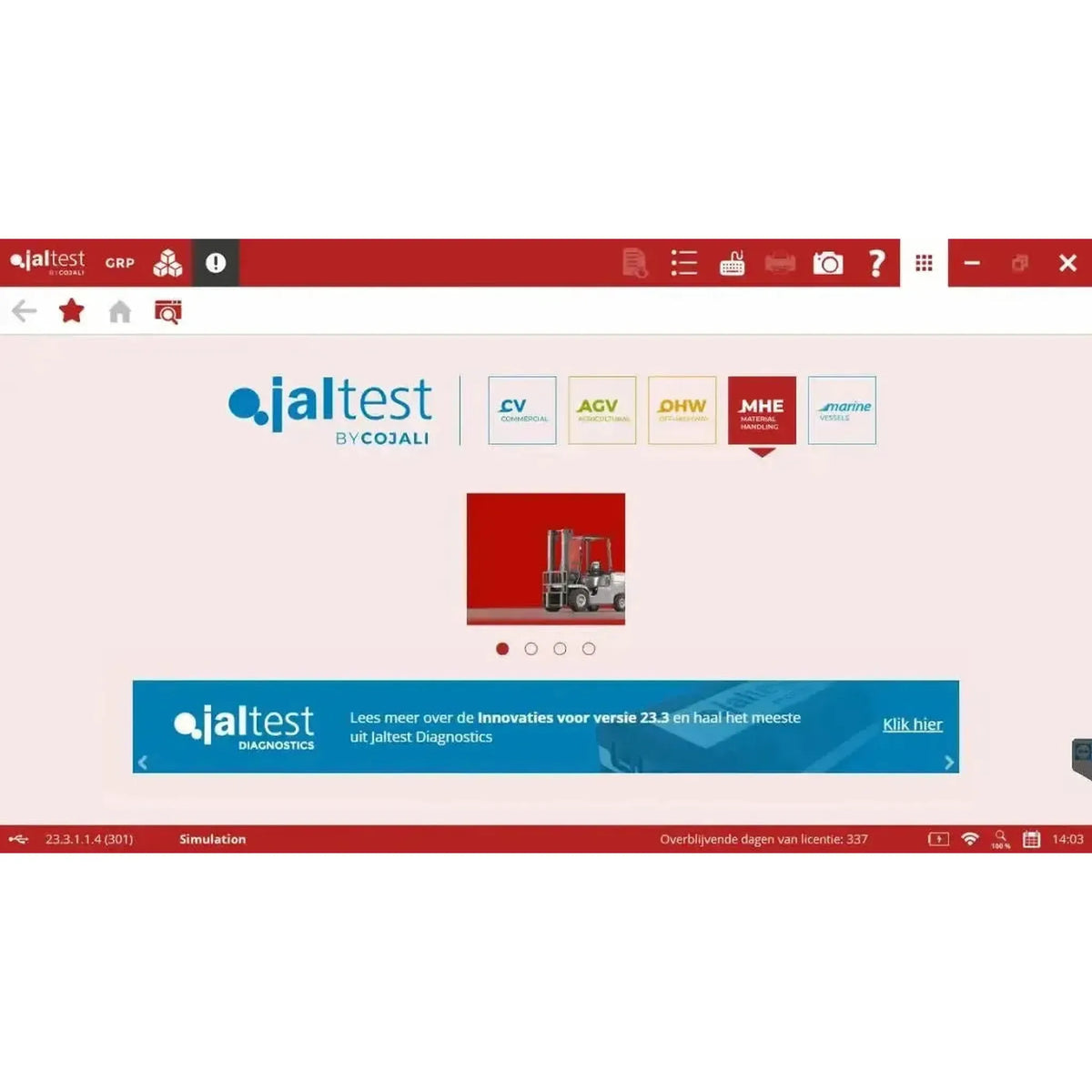 Jaltest MHE (Material Handling Equipment) Uitleesapparaat