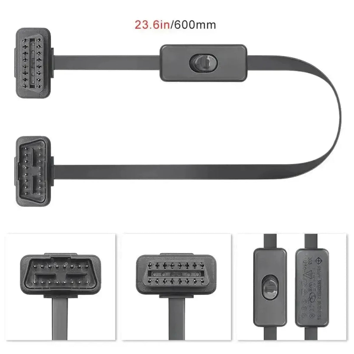 Καλώδιο Επέκτασης OBD2 16 Pins Επίπεδο με Διακόπτη (60 cm) | Διεπαφή