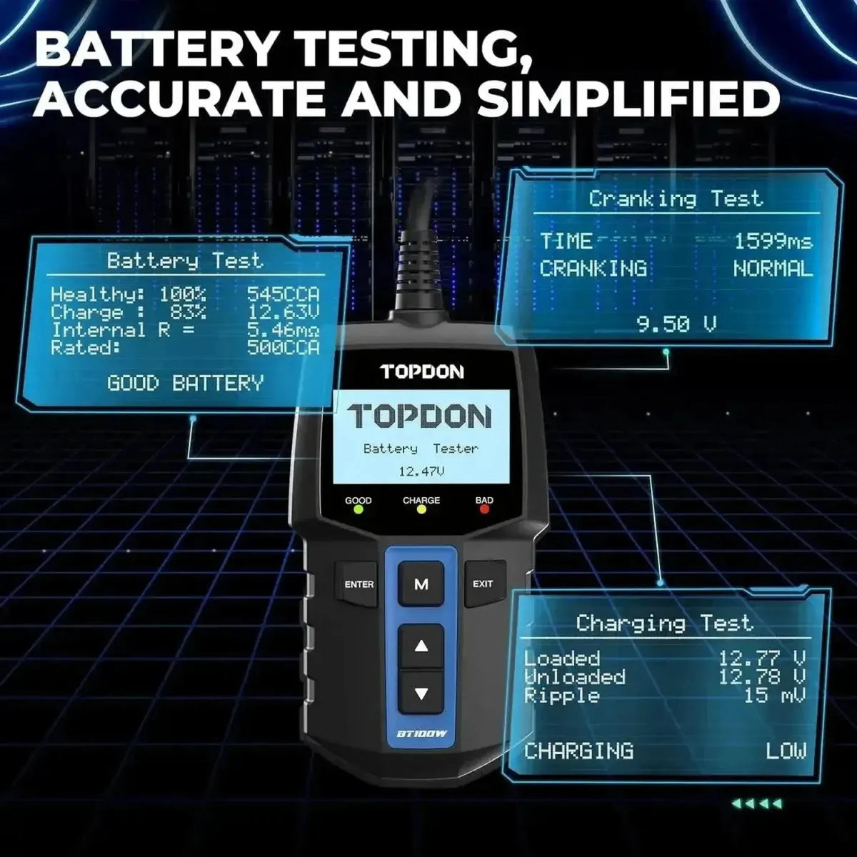 Topdon BT100W | Tester Μπαταρίας